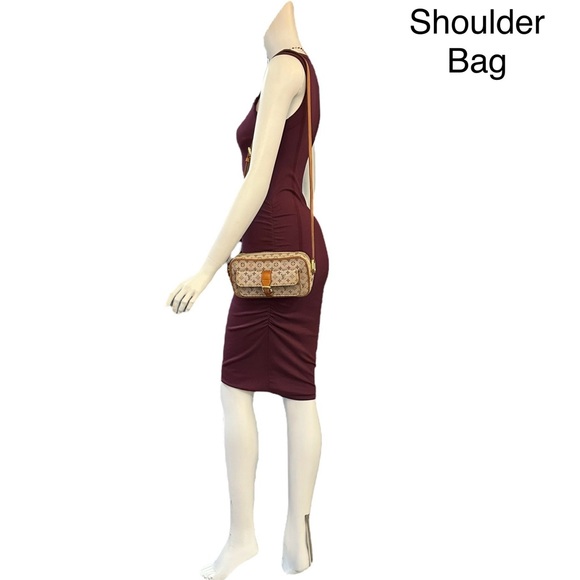 Louis Vuitton Mini Lin Juliet Shoulder Crossbody Bag Monogram Tan Gray Navy - Picture 3 of 17